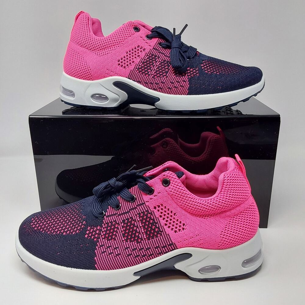 Women's Fashion Air Cushion Running Shoes Pink Black Athletic Sneakers 43 (12.5)